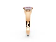 Solitaire Engagement Ring Setting for Fancy Pink Radiant Cut Center with Wide Band, Pave Collar and Prong Head in Rose Gold