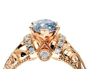 Solitaire Engagement Ring Setting for Fancy Blue Marquise Center with Filigree Accent Basket and Prong Head in Rose Gold