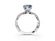 Solitaire Engagement Ring Setting for Fancy Blue Heart-Shaped Center with Marquise Panel Band and Prong Head in Platinum