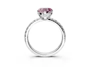 Solitaire Engagement Ring Setting for Fancy Pink Heart-Shaped Center with Large Accents and Prong Head in Platinum