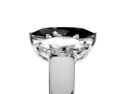 3 Stone Engagement Ring Setting for Fancy Black Marquise Center with Raised Basket Heads and Prong Head in Sterling Silver
