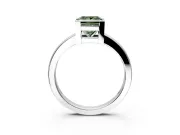 Solitaire Engagement Ring Setting for Fancy Green Princess Cut Center with Plain Band and Flat Tab Prong Head in Platinum