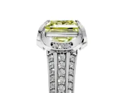 Solitaire Engagement Ring Setting for Fancy Yellow Princess Cut Center with Accented Split Shank and Prong Head in Platinum