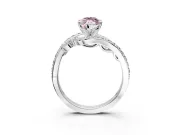 Solitaire Engagement Ring Setting for Fancy Pink Marquise Center with Pave Bypass Twist Band and Prong Head in Platinum