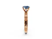 Solitaire Engagement Ring Setting for Fancy Blue Round Cut Center with XO Engraved Band and Prong Head in Rose Gold