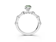 Solitaire Engagement Ring Setting for Fancy Green Pear-Shaped Center with Bezel Station Band and Prong Head in Platinum