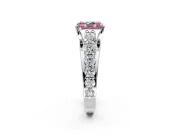 Solitaire Engagement Ring Setting for Fancy Pink Radiant Cut Center with Graduated Shared Prongs and Prong Head in Platinum