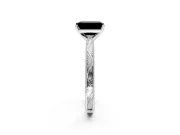 Solitaire Engagement Ring Setting for Fancy Black Emerald Cut Center with Engraved Milgrain Band and Prong Head in Platinum