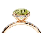 Hidden Halo Engagement Ring Setting for Fancy Yellow Round Cut Center with Pave Band and Prong Head in Rose Gold
