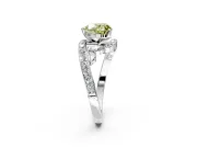 Solitaire Engagement Ring Setting for Fancy Yellow Heart-Shaped Center with Pave Bypass Twist Band and Prong Head in White Gold