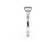 Bar-Set Engagement Ring Setting for Fancy Blue Radiant Cut Center with Tapered Baguette Accents and Prong Head in Platinum