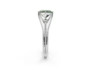 Solitaire Engagement Ring Setting for Fancy Green Radiant Cut Center with Milgrain Cathedral Band and Prong Head in Platinum