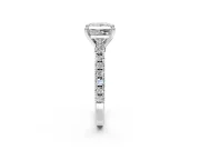 Solitaire Engagement Ring Setting for Princess Cut Center with Single Row Accent Band and Prong Head in Platinum