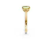 Solitaire Engagement Ring Setting for Fancy Yellow Asscher Cut Center with Narrow Cathedral Band and Prong Head in Yellow Gold