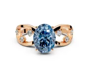 Solitaire Engagement Ring Setting for Fancy Blue Oval Center with Criss-Cross Accent Band and Prong Head in Rose Gold