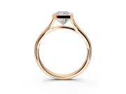Solitaire Engagement Ring Setting for Radiant Cut Center with V Split Shank and Bezel Head in Rose Gold