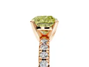 Solitaire Engagement Ring Setting for Fancy Yellow Cushion Cut Center with Large Accents and Prong Head in Rose Gold