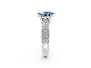 Solitaire Engagement Ring Setting for Fancy Blue Oval Center with Multi-Row Pave Accents and Basket Head in Platinum
