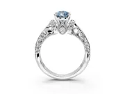 Solitaire Engagement Ring Setting for Fancy Blue Pear-Shaped Center with Filigree Accent Basket and Prong Head in Platinum
