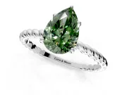 Solitaire Engagement Ring Setting for Fancy Green Pear-Shaped Center with Plain Twisted Rope Band and Prong Head in White Gold