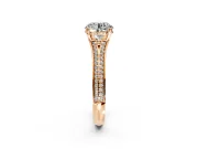 Solitaire Engagement Ring Setting for Round Cut Center with Pave Rail Split Shank and Prong Head in Rose Gold