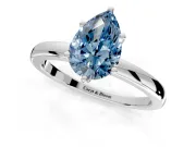 Solitaire Engagement Ring Setting for Fancy Blue Pear-Shaped Center with Plain Band and Tulip Prong Head in Sterling Silver