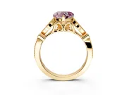 Solitaire Engagement Ring Setting for Fancy Pink Heart-Shaped Center with Marquise and Bezel Accents and Prong Head in Yellow Gold