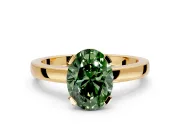 Solitaire Engagement Ring Setting for Fancy Green Oval Center with Plain Band and Flat Tab Prong Head in Yellow Gold