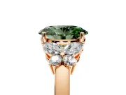 Solitaire Engagement Ring Setting for Fancy Green Oval Center with Marquise Flower Shoulders and Prong Head in Rose Gold