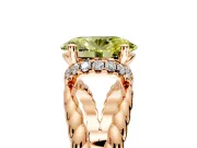 Halo Engagement Ring Setting for Fancy Yellow Oval Center with Rope Twist Split Shank and Prong Head in Rose Gold