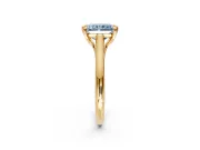 Solitaire Engagement Ring Setting for Fancy Blue Radiant Cut Center with Cathedral Band and Prong Head in Yellow Gold