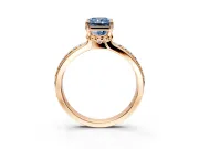 Solitaire Engagement Ring Setting for Fancy Blue Radiant Cut Center with Raised Channel Band and Prong Head in Rose Gold