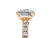 Solitaire Engagement Ring Setting for Radiant Cut Center with Single Row Accent Band and Prong Head in Rose Gold