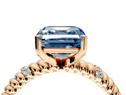 Rope Engagement Ring Setting for Fancy Blue Asscher Cut Center with Accent Shoulders and Prong Head in Rose Gold