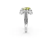 Solitaire Engagement Ring Setting for Fancy Yellow Oval Center with Twisted Band and Scroll Prong Head in Platinum