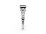 Solitaire Engagement Ring Setting for Fancy Black Asscher Cut Center with Filigree Band and Prong Head in Platinum