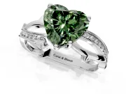 Solitaire Engagement Ring Setting for Fancy Green Heart-Shaped Center with Pave and Plain Crossover Band and Prong Head in Sterling Silver
