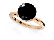 Solitaire Engagement Ring Setting for Fancy Black Round Cut Center with Fine Wire Band and Prong Head in Rose Gold