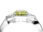 Cluster Engagement Ring Setting for Fancy Yellow Emerald Cut Center with Milgrain Shoulder Clusters and Prong Head in Platinum