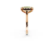 Single Halo Engagement Ring Setting for Fancy Yellow Asscher Cut Center with Corner Claws, Plain Band and Prong Head in Rose Gold