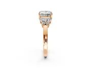 Solitaire Engagement Ring Setting for Princess Cut Center with Marquise Flower Shoulders and Prong Head in Rose Gold