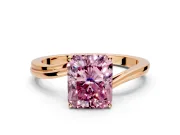Solitaire Engagement Ring Setting for Fancy Pink Radiant Cut Center with Plain Bypass Twist Band and Prong Head in Rose Gold