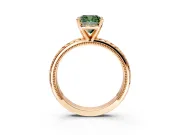 Solitaire Engagement Ring Setting for Fancy Green Cushion Cut Center with Milgrain X Pattern Band and Prong Head in Rose Gold