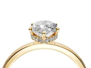 Hidden Halo Engagement Ring Setting for Marquise Center with Plain Band and Tall Prong Head in Yellow Gold