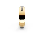 Round Cut Lab-Grown Diamond 7 Stone Channel Men's Wedding Band with Grooved Borders in Yellow Gold