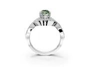Halo Engagement Ring Setting for Fancy Green Marquise Center with Pave Infinity Twist Band and Prong Head in Sterling Silver