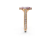 Solitaire Engagement Ring Setting for Fancy Pink Marquise Center with Engraved Pave Band and Prong Head in Rose Gold
