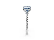Solitaire Engagement Ring Setting for Fancy Blue Princess Cut Center with Plain Twisted Rope Band and Prong Head in White Gold