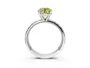 Solitaire Engagement Ring Setting for Fancy Yellow Round Cut Center with XO Engraved Band and Prong Head in Platinum