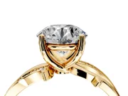 Solitaire Engagement Ring Setting for Round Cut Center with Pave and Plain Crossover Band and Prong Head in Yellow Gold
